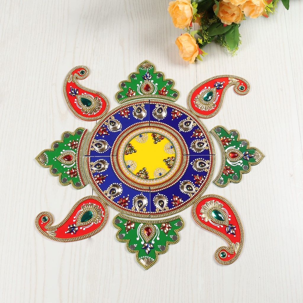Itiha?Â« 13 Piece Handmade Rangoli Indian Decor for Wall, Floor & Table Decoration