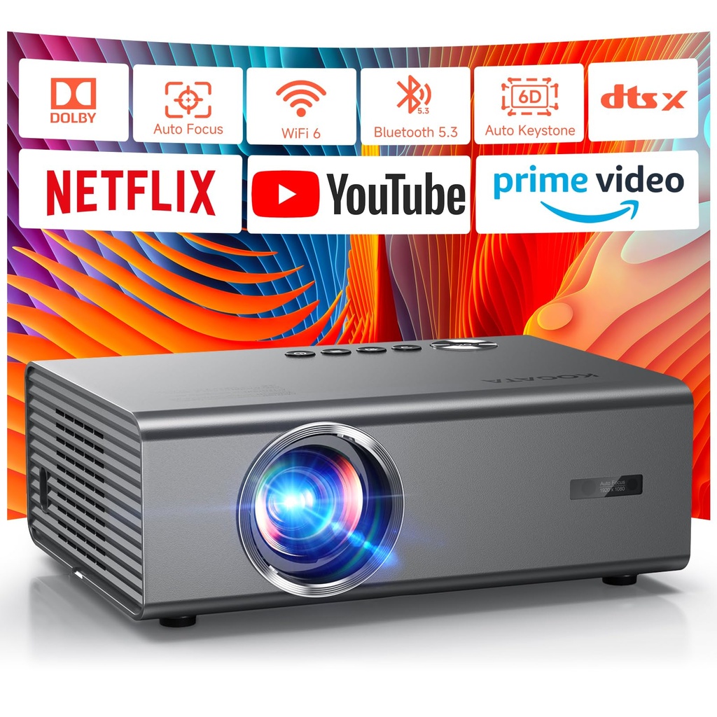4K Smart Projector for Bedroom | 1200 ANSI, Compatible with Netflix & HDR10 | KOGATA AI 
