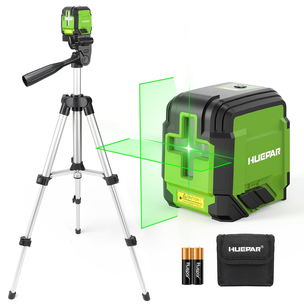 Laser Level with 100cm Tripod, Huepar 30M Lazer Level Self Leveling Green Cross Line Laser L