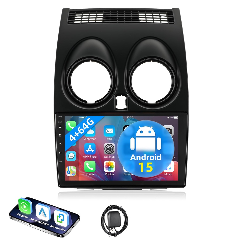 ESSGOO 4+64G Android 15 Car Stereo for Nissan Qashqai (2008-2013) with 9-inch Touchscreen