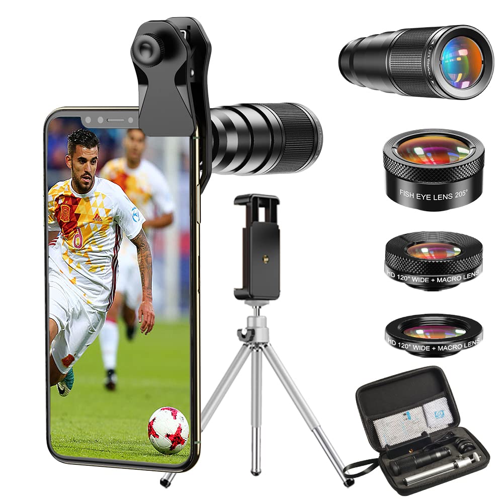 Apexel Cell Phone Camera Lens-22X telephoto Lens +25X Macro Lens+120?? Wide Angle Lens+205