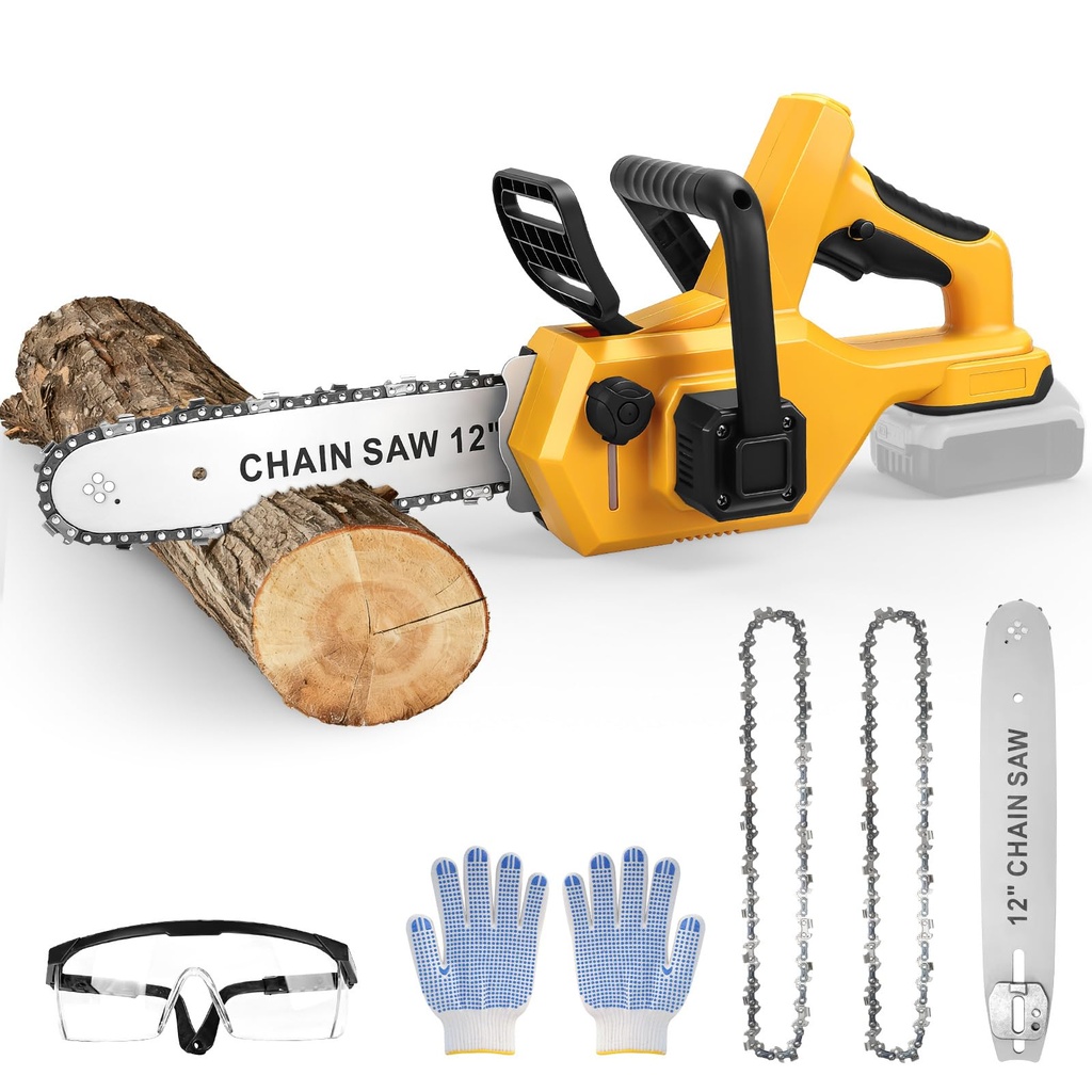 12 Inch Cordless Chainsaw for Dewalt 18V 20V Max Battery (No Battery), Brushless Handheld C