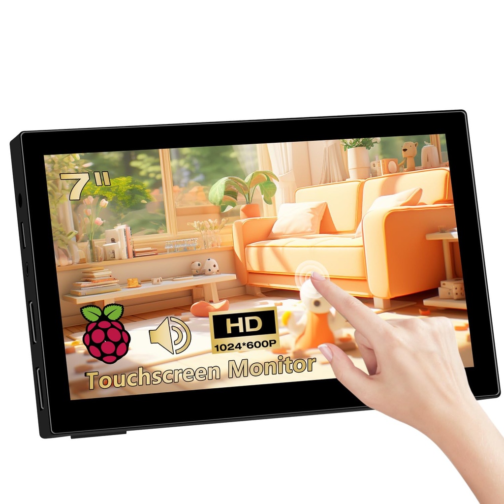Akntzcs Mini Monitor 7 inch Touchscreen HD 1024x600P HDMI Portable Monitor for PC Laptop 