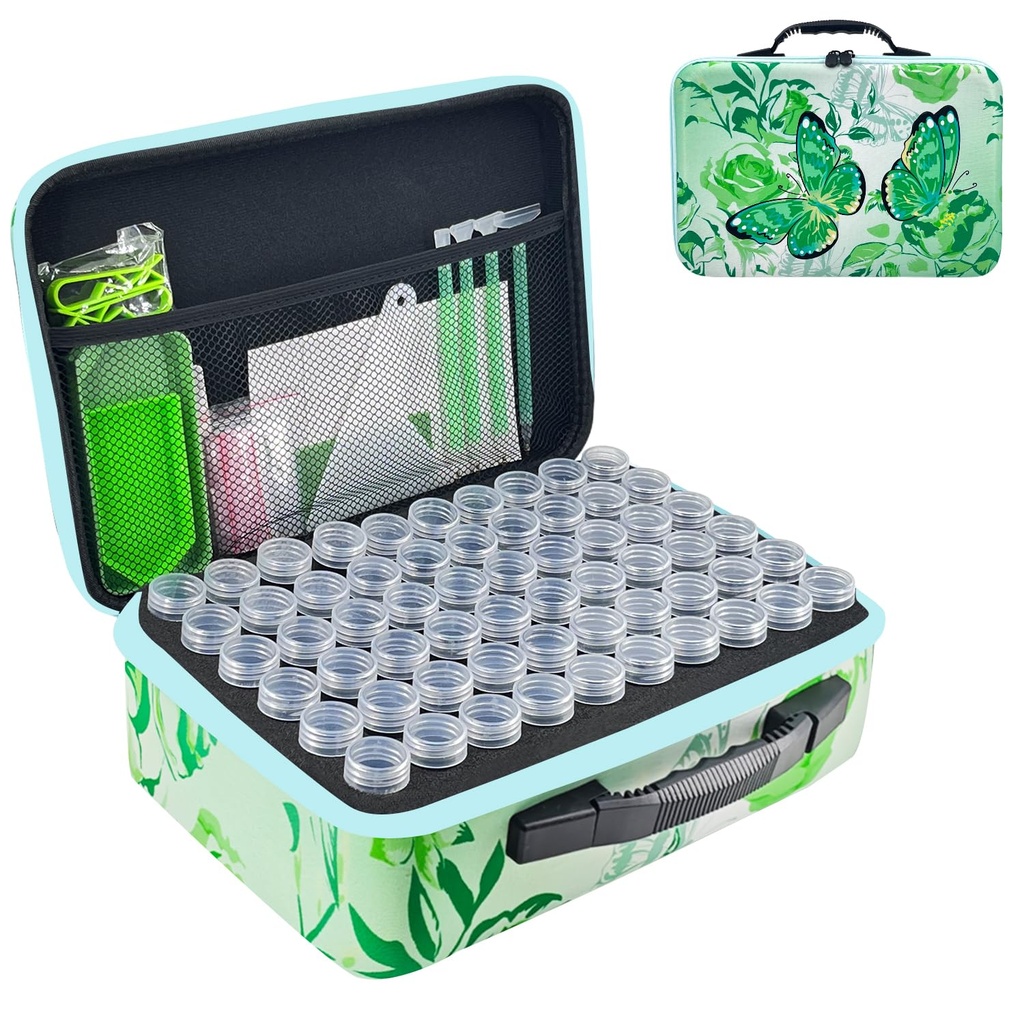 LIRUNQIU Diamond Painting Storage Containers, 120 Slots Diamond Art Accessories and Tools Kit