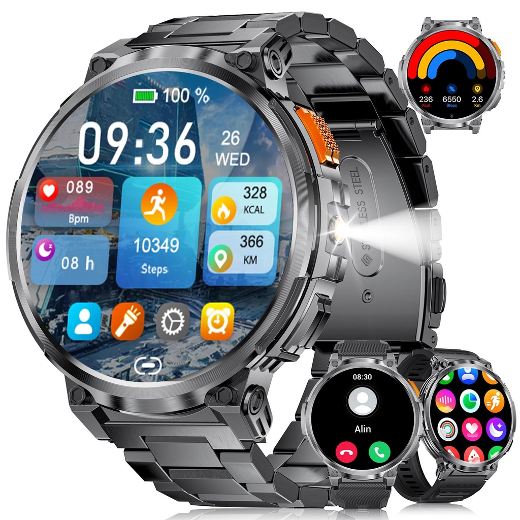 LIGE Smart Watch for Men Answer/Make Calls,1.85" HD Large Display Fitness Tracker with Flash