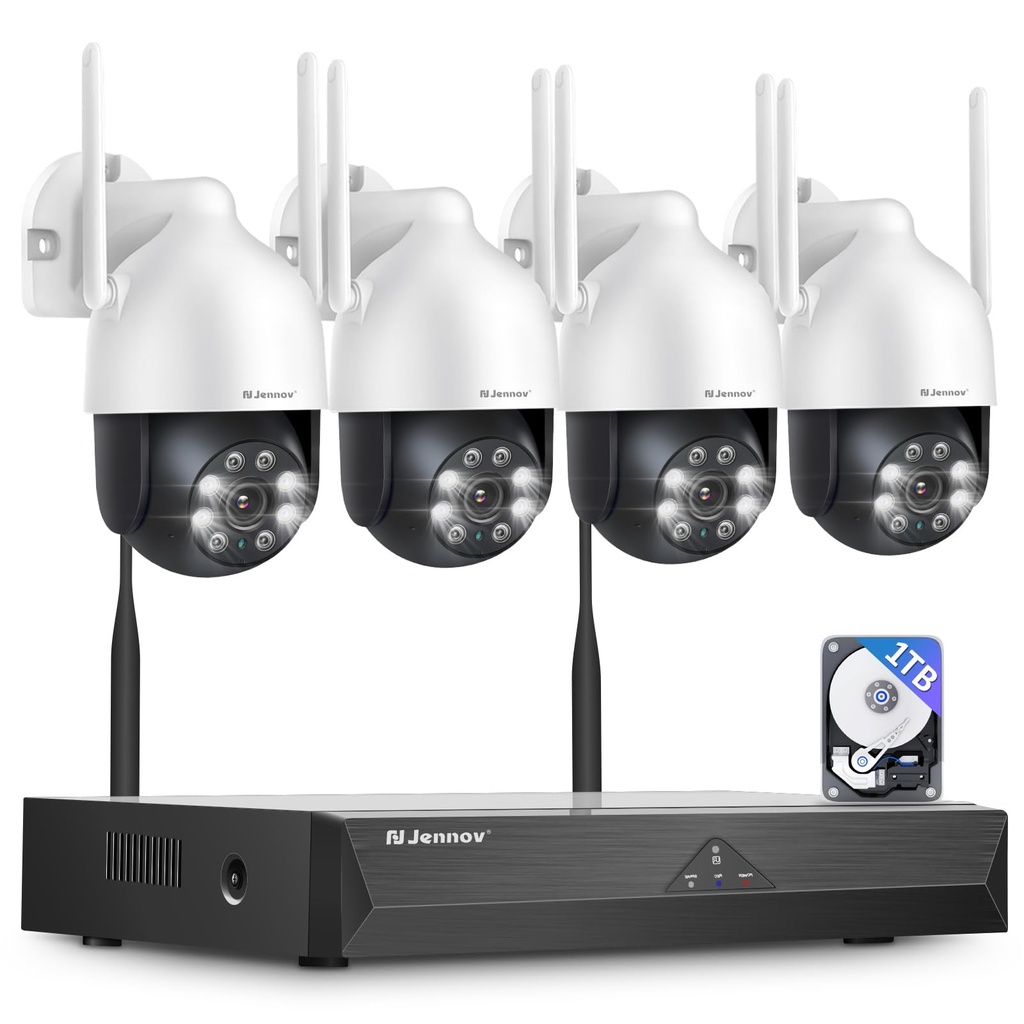 Jennov 5MP+360 PTZ Wireless Security Camera System, 10CH NVR CCTV Camera System