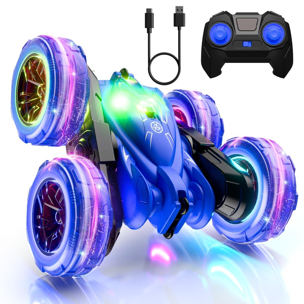 2.4G Direct Charge RC Stunt Car with 360?? Spins, LED Lights, Anti-Flip Design & Smart Dire