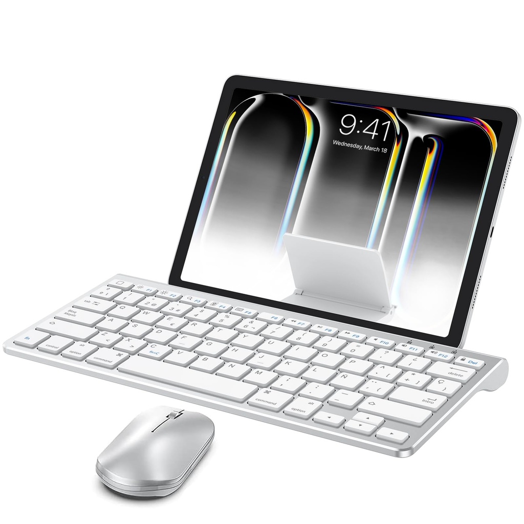 OMOTON Bluetooth Keyboard and Mouse Set Compatible with all iPad Series. With Foldable 