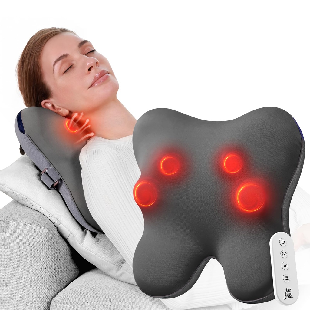BOB AND BRAD Back Massager with Heat and Remote, EZBack Plus Neck Massager for Pain Relief