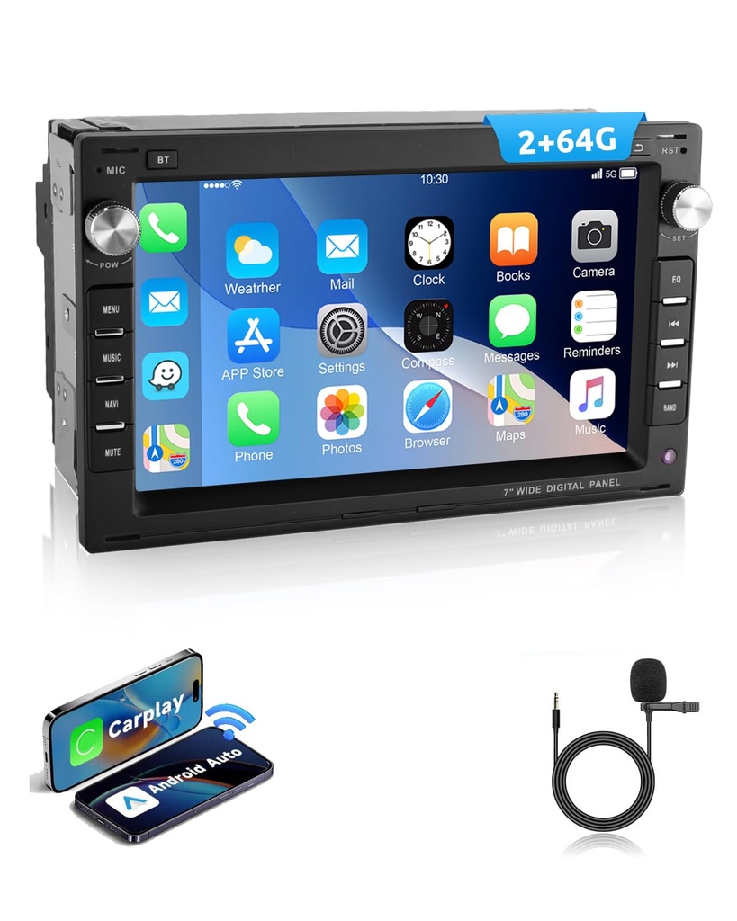 ESSGOO Wireless CarPlay and Android 2+64G Android 15 Car Radio for VW Polo MK3/4 9N Golf 4
