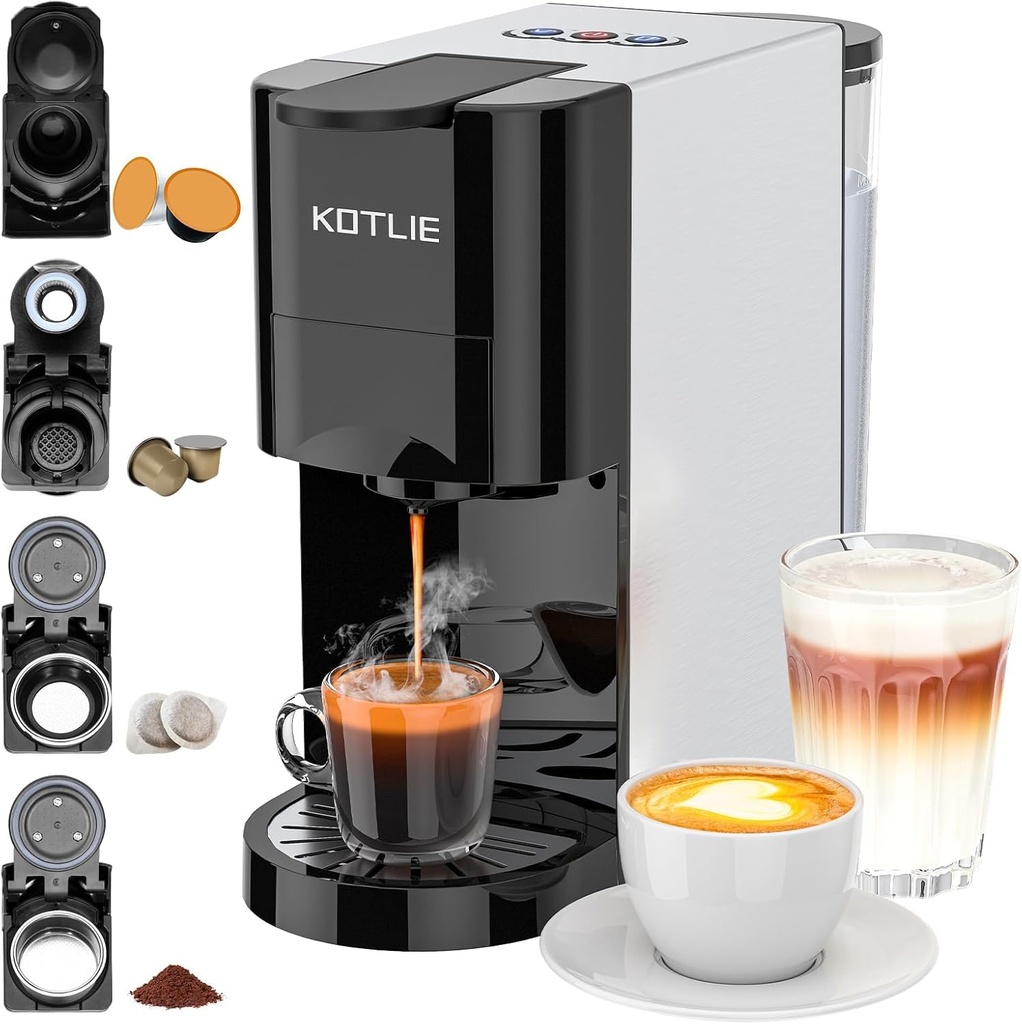 Espresso 4in1 Coffee Pods Machine for Nespresso Original/Dolce Gusto/Ground Capsule and ESE