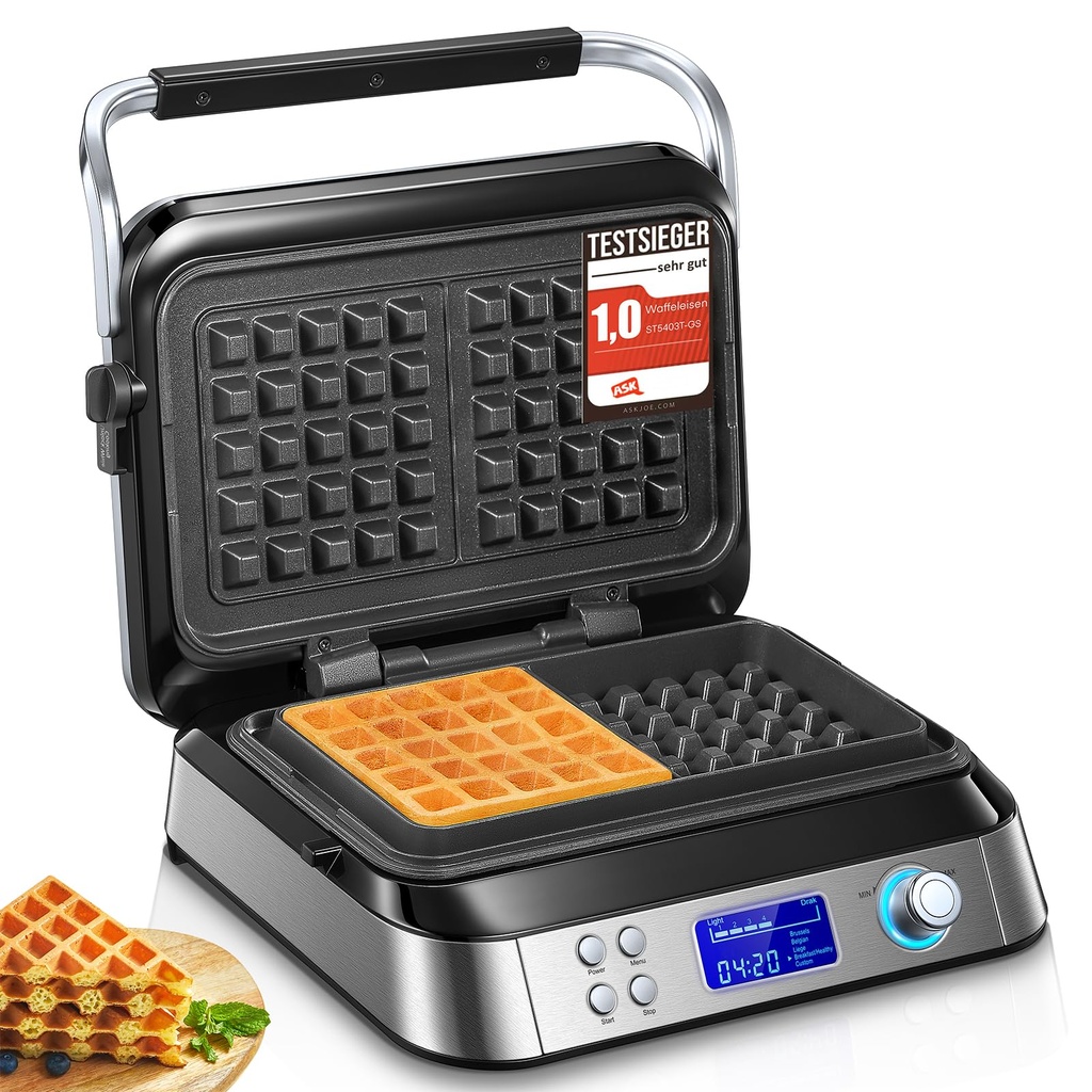 Pro Smart Waffle Maker, Non-Stick, 7 Browning Levels, 5 Programmes, Family Size, Digital Di