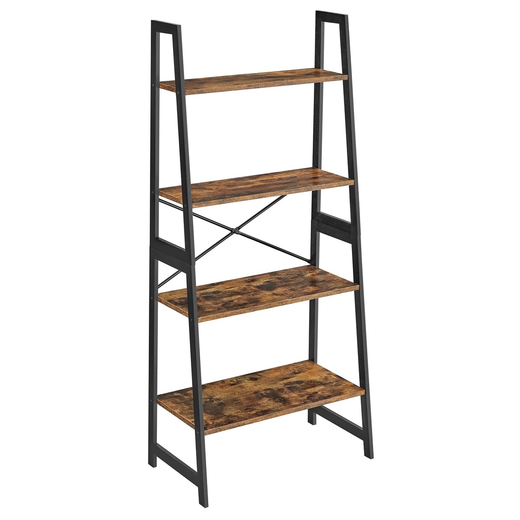 VASAGLE Bookcase, Ladder Shelf, 4 Tier Standing Shelf, Bamboo Frame, Easy Assembly, Living