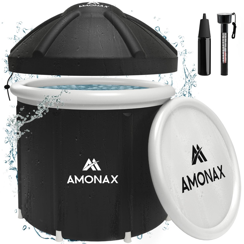 Amonax Ice Bath Tub, 377L Outdoor Recovery Pod with Floating Pool Thermometer, Cover and Lid