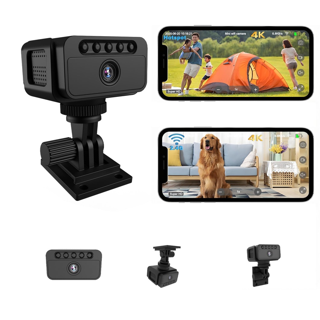 Bextgoo No Wifi Security Camera, WiFi/AP Hotspot/Offline Mode, 4K Mini Camera