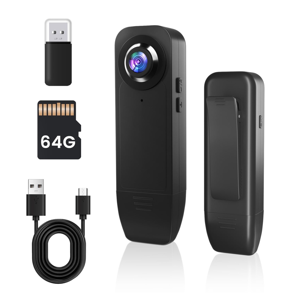 Bextgoo Body Camera, Body Cam with 64GB Storage Card, Mini Body Camera No WiFi Needed, Wear