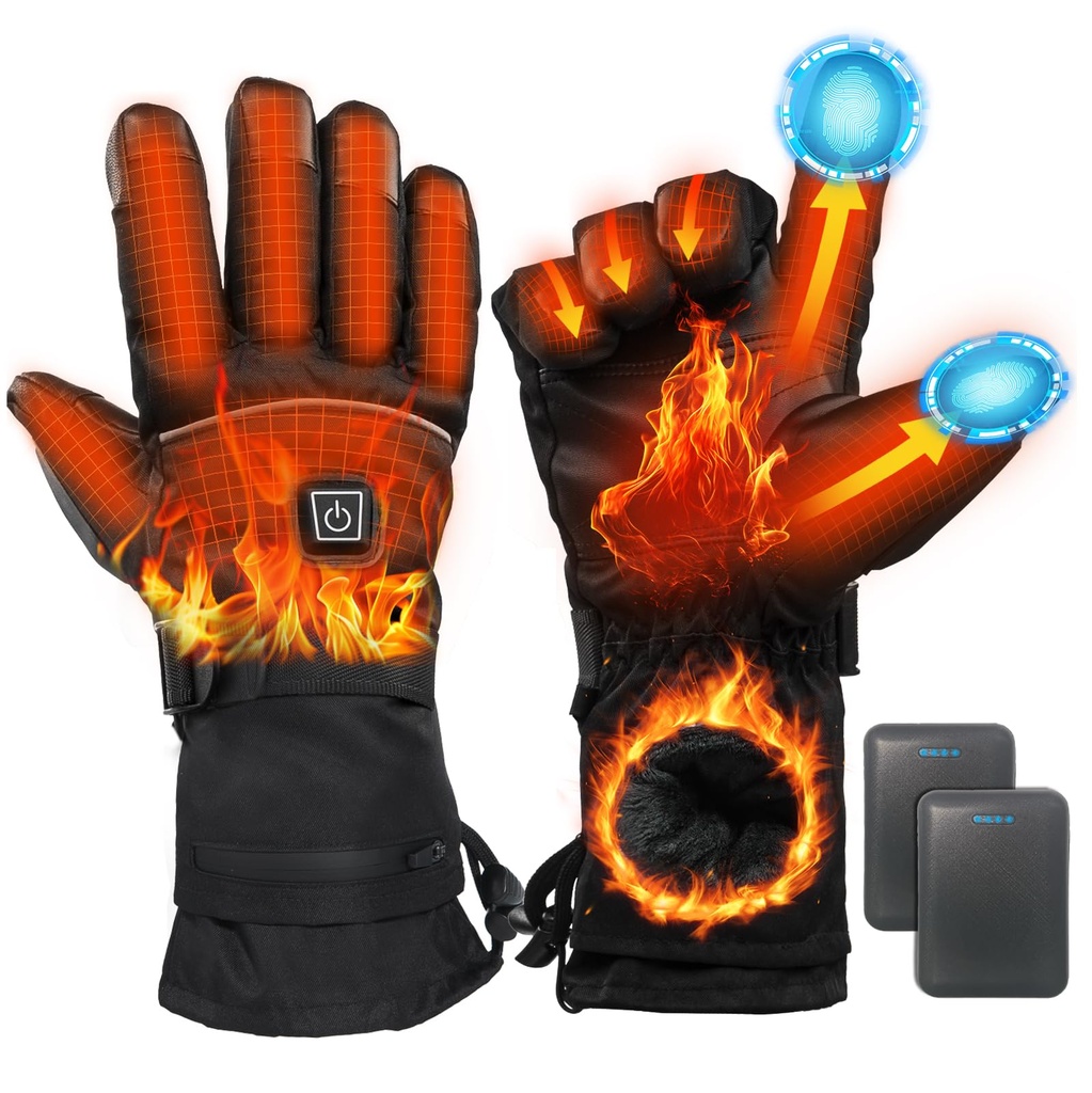 Minthouz Heated Gloves, 5V 5000 mAh Rechargeable USB Heated Gloves, 3 Heating Levels Electr
