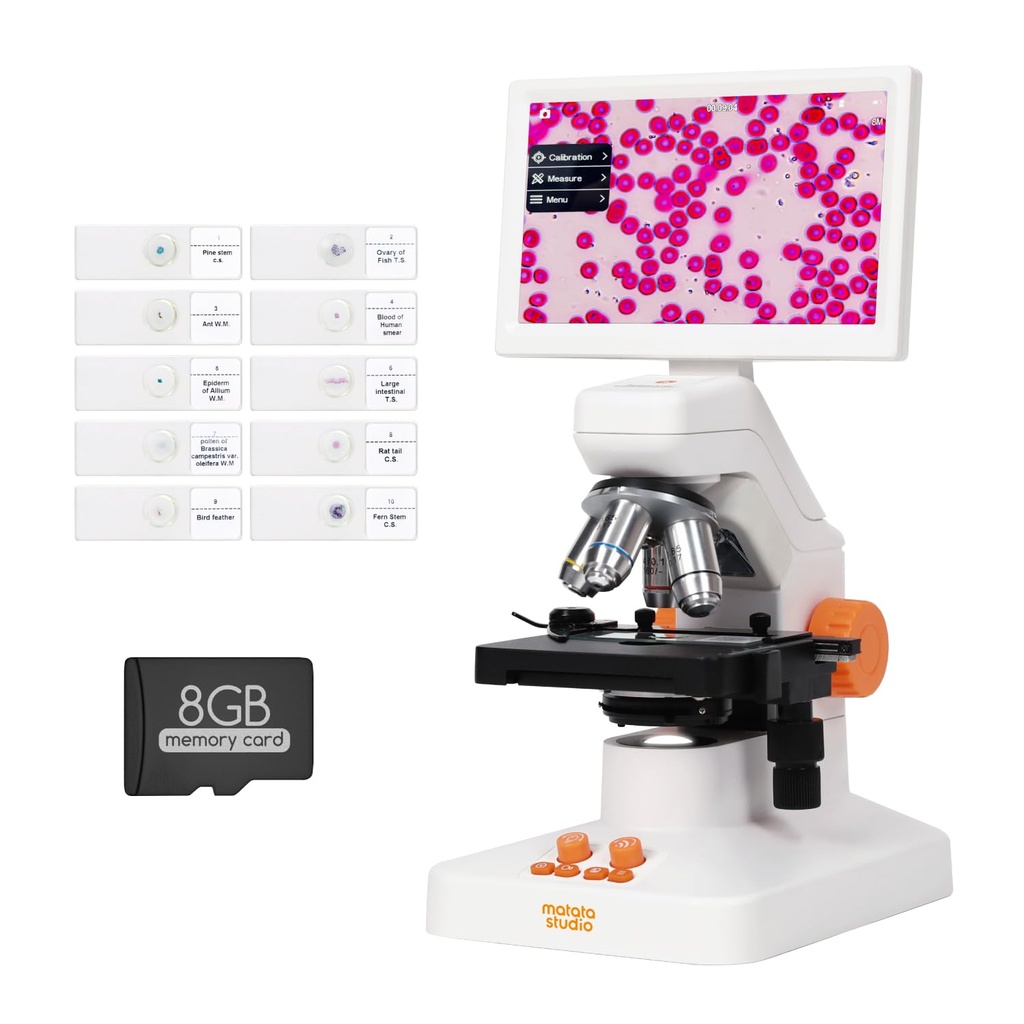 Microscope for Kids, MatataStudio MT3-5 1600x Wireless Digital microscope with 7'' Touch Screen
