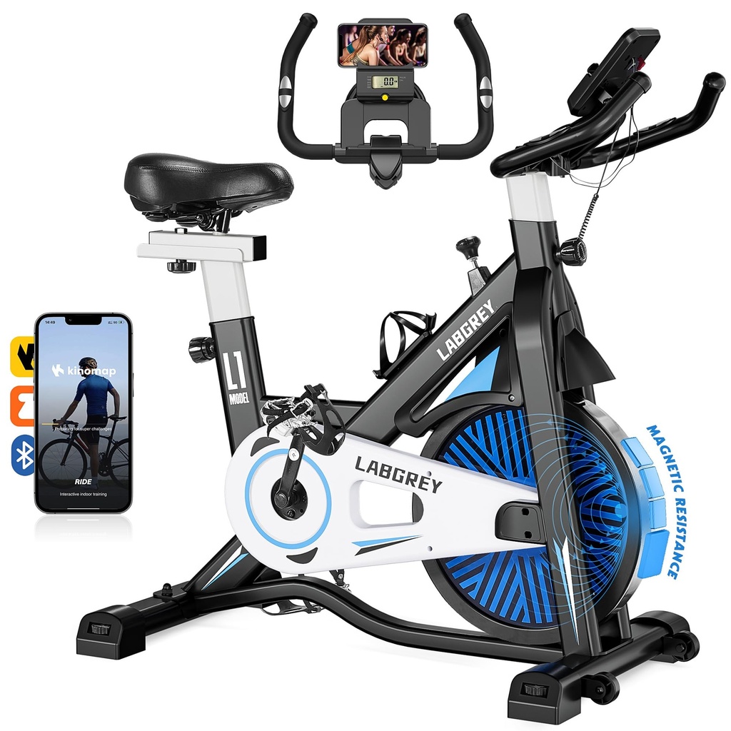 LABGREY Exercise Bike Indoor Cycling Bike Stationary Cycle Bike with Heart Rate Sensor & Co