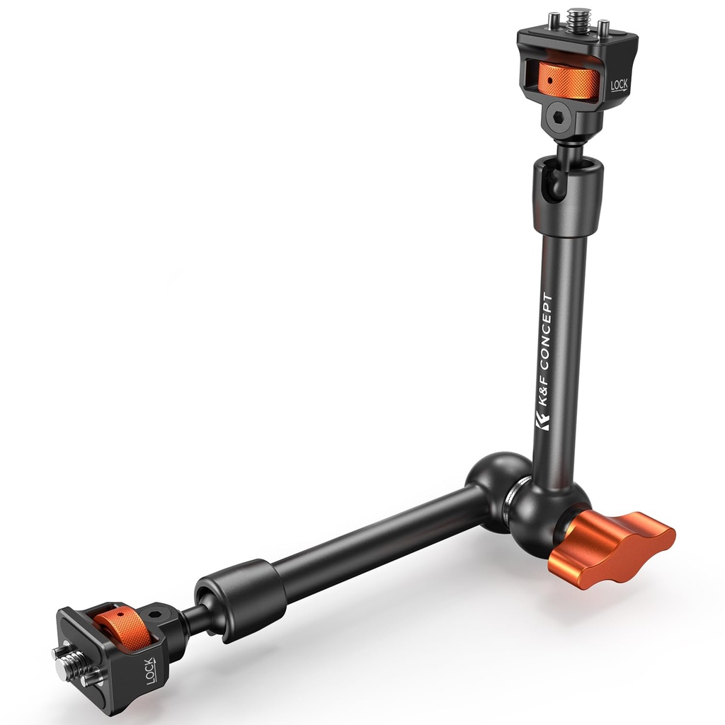 K&F CONCEPT 11" Magic Arm with 1/4" Screw, Camera Arm with Cold Shoe Mount for DSLR Action
