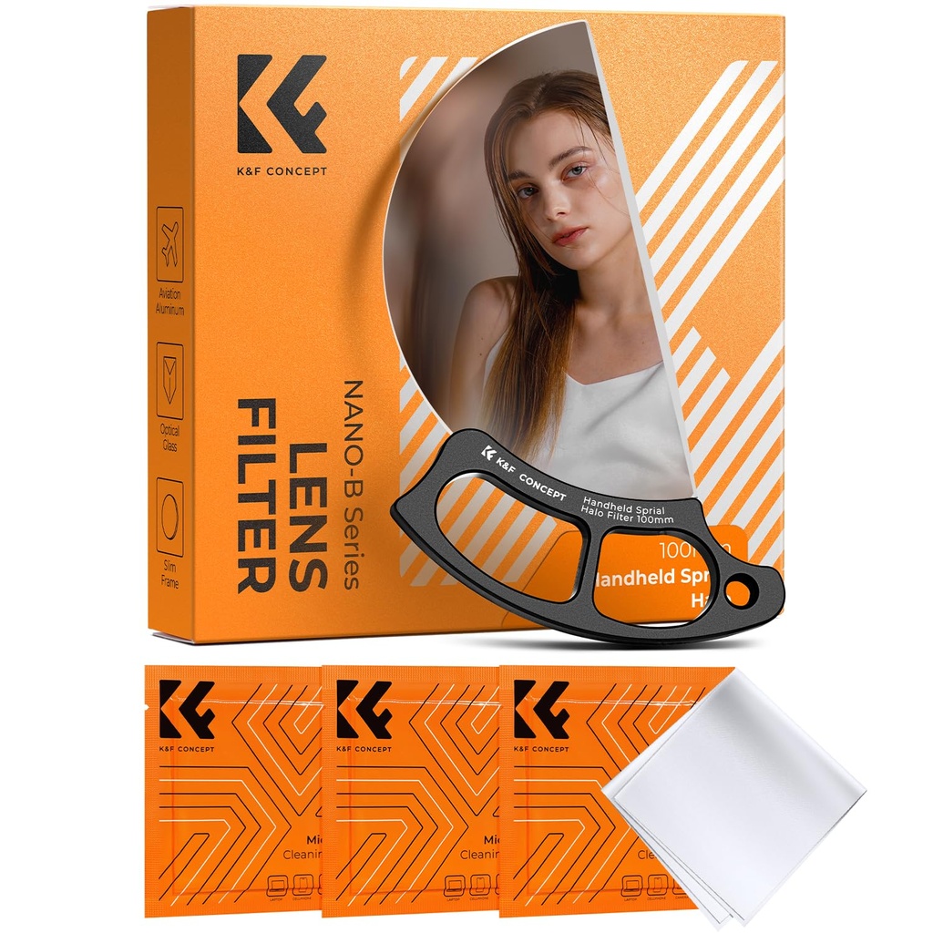 K&F CONCEPT 100mm Spiral Halo Whirlpool Effect Lens Filter Handheld Optical Glass Prism 