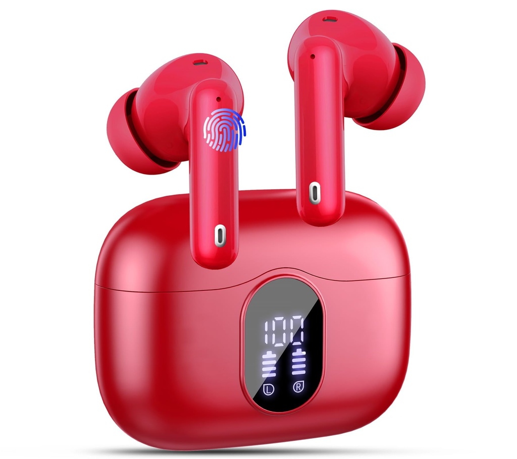 Wireless Earbuds, Bluetooth 5.4 Headphones In Ear with 4 ENC Noise Cancelling Mic, LED Disp