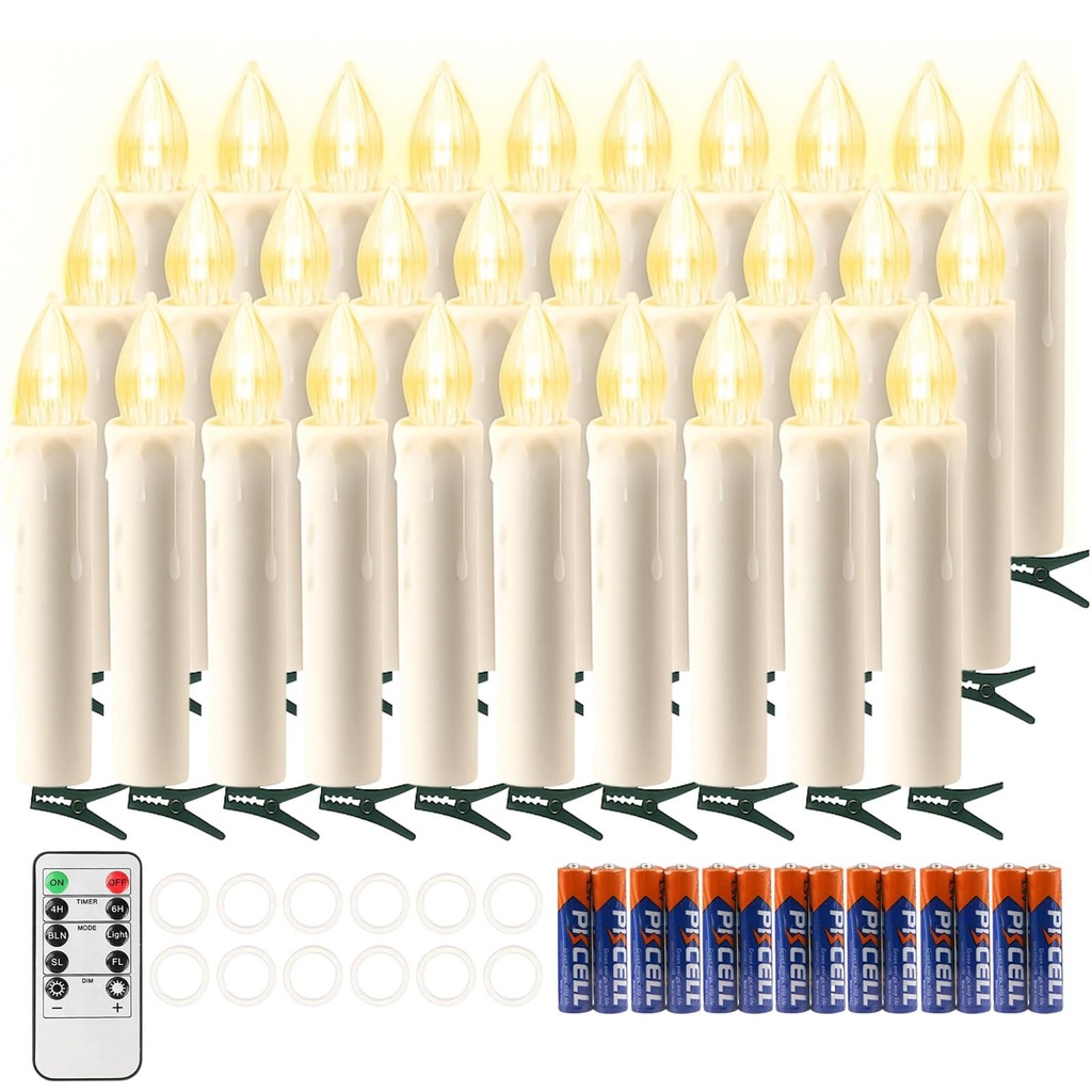 Koopower 30 LED Candles with Timer, Battery Operated Waterproof Dimmable Flameless Candle L