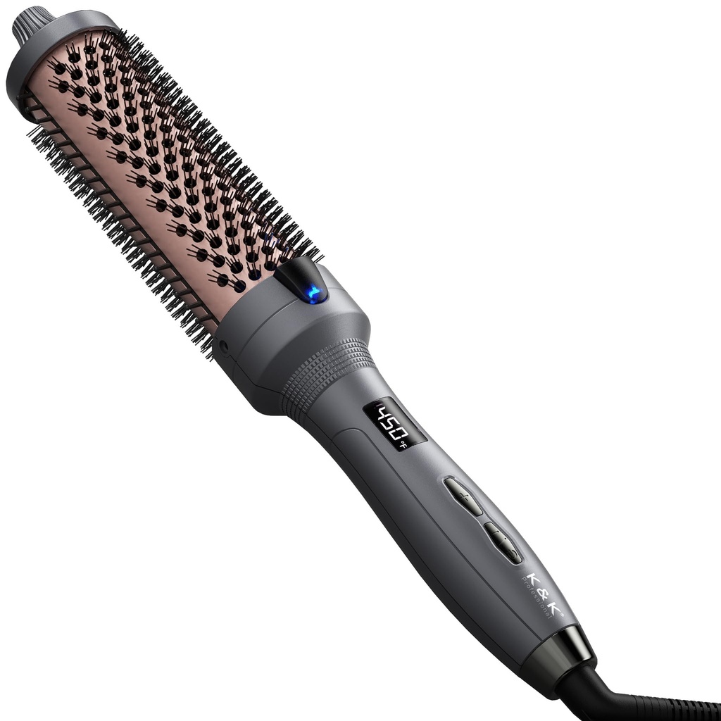K&K Upgarde Thermal Brush, Pro 38mm Hot Hair Styler Tool, Keratin Protect Heated Comb for V
