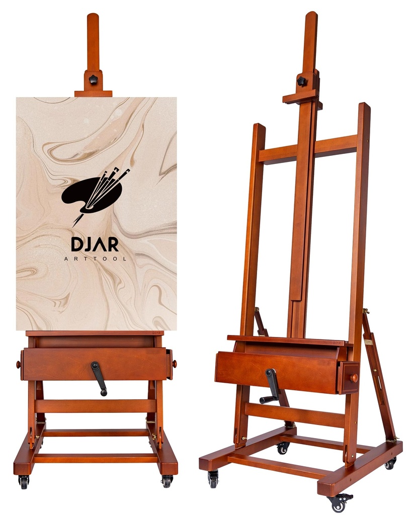 DJAR Extra Large H-Frame Art Easel for Artist, Premium Beech Wood Stand for Painting, Movea