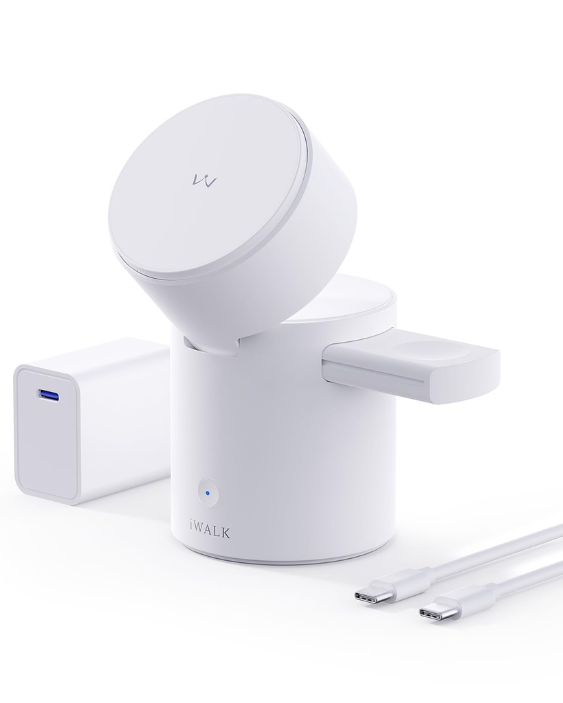 iWALK 3 in 1 Wireless Charging Station with Auto Rotation, Charger Stand with Magnet for App