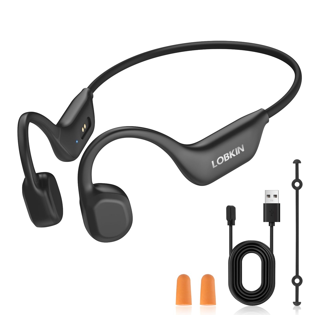 LOBKIN Bone Conduction Headphones, Open Wireless Bluetooth 6.0 with Magnetic IP67 Waterproo