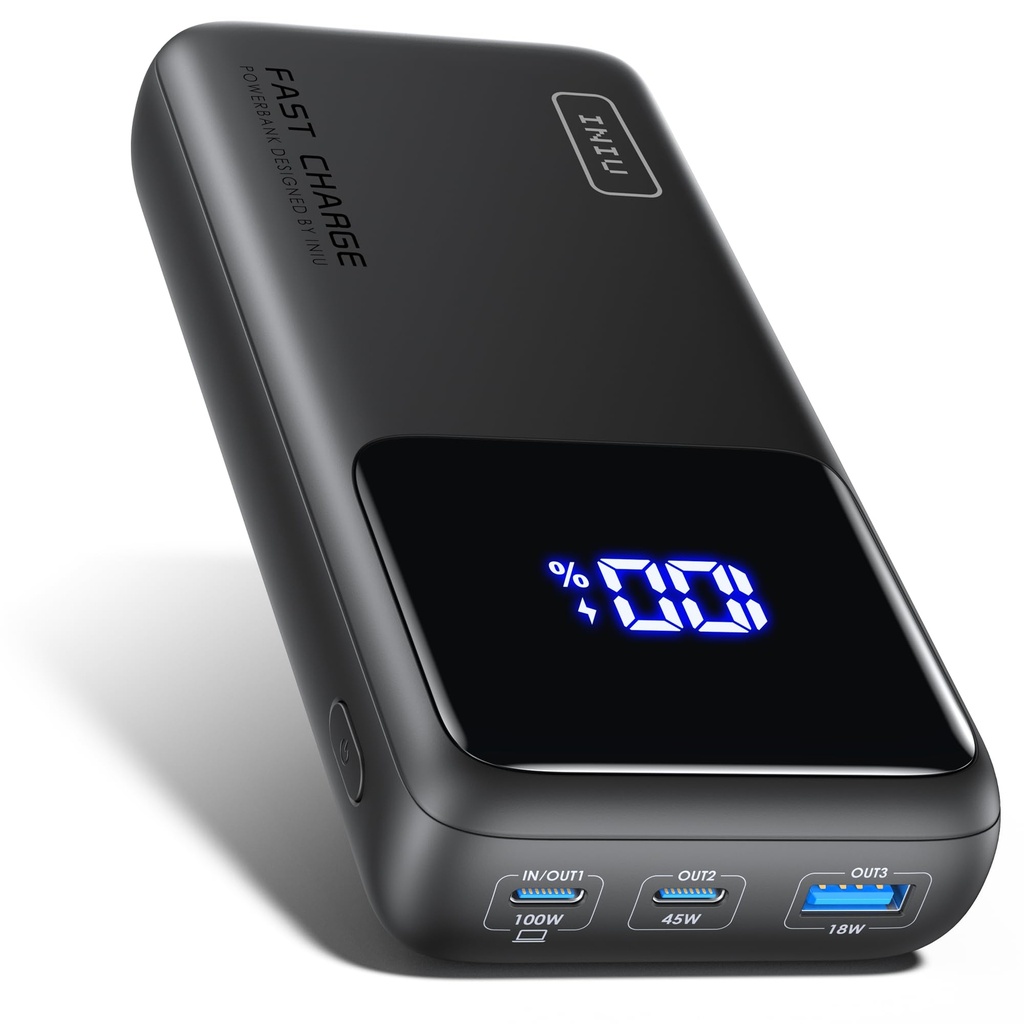 INIU Power Bank, 25000mAh 100W Fast Charging Portable Charger, Battery Pack with LED Displa