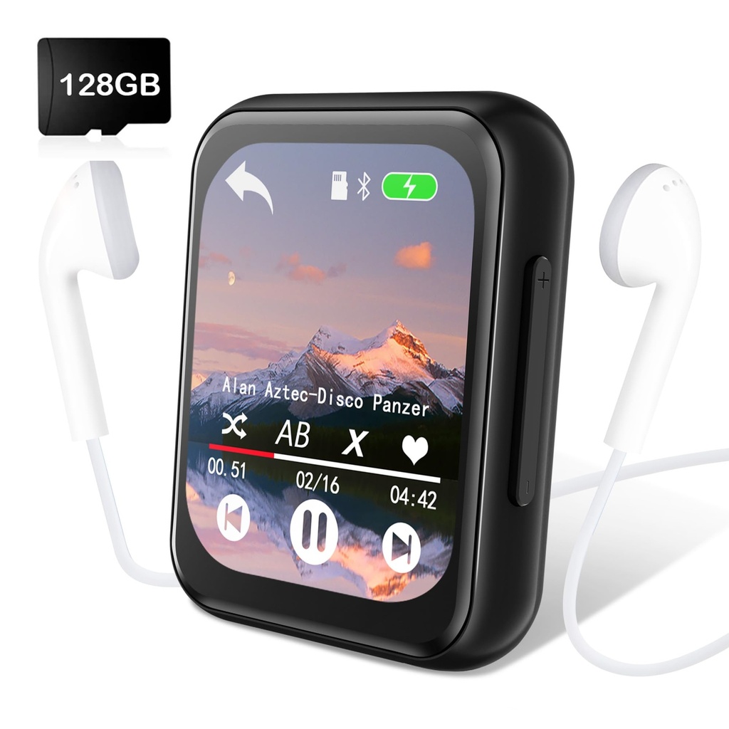 128GB MP3 Player with Bluetooth 5.3, Portable Digital Lossless Music Player with Built-in S