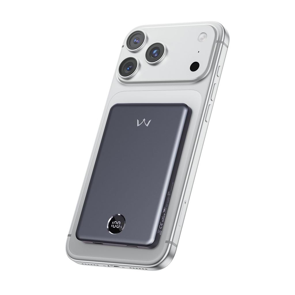 iWALK Magnetic Portable Charger, 5,000mAh Ultra-Slim Power Bank Wireless Charging Battery Pa