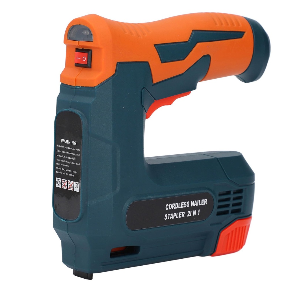 Jiawu Cordless Brad Nailer, Electric Nail Gun with Nails, Battery Powered, USB Charging, 200
