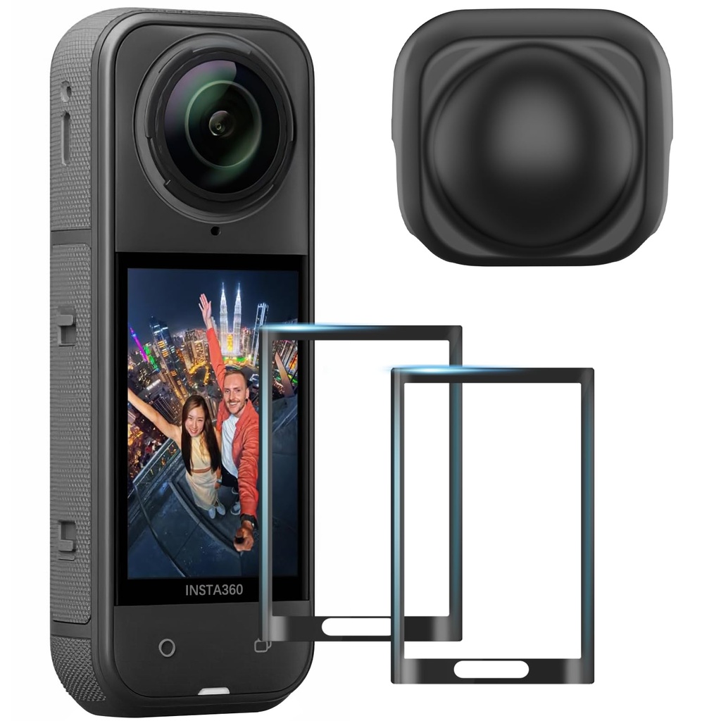 AMAZEAR Screen Protector and Lens Cap Combo for Insta360 X5/X4 Accessories, Insta 360 X5 T