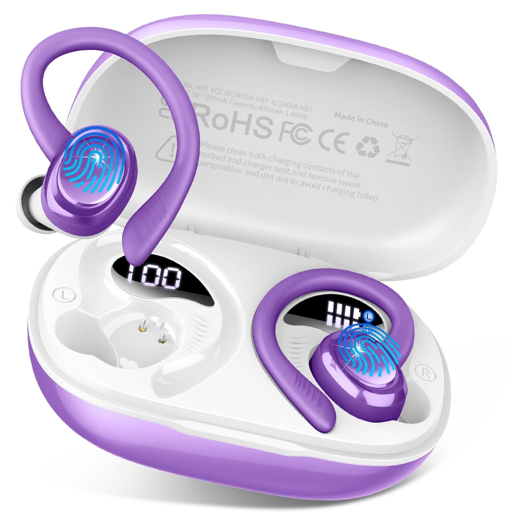 Bluetooth 5.4 Headphones Sport, 2026 Bass 3.0-Stereo Ear Buds Wireless Earbuds , 4 ENC Nois