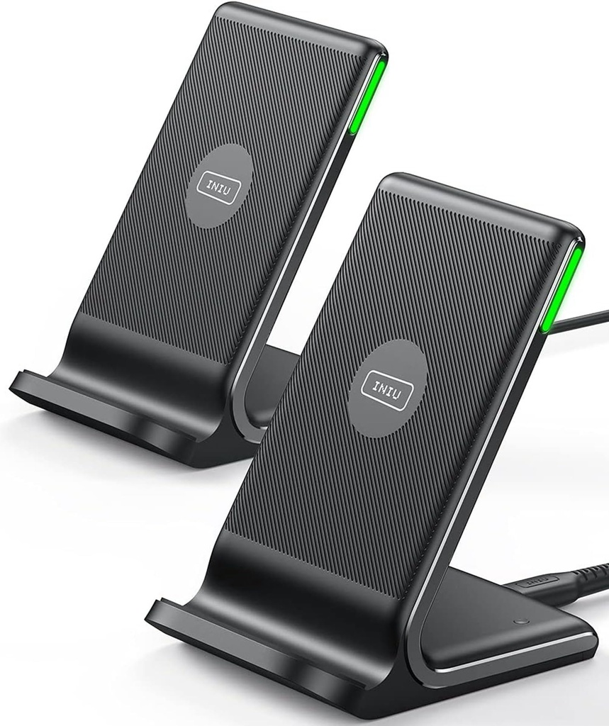 INIU Wireless Charger 2-Pack, 15W Fast Wireless Charger Stand with Sleep-friendly Adaptive