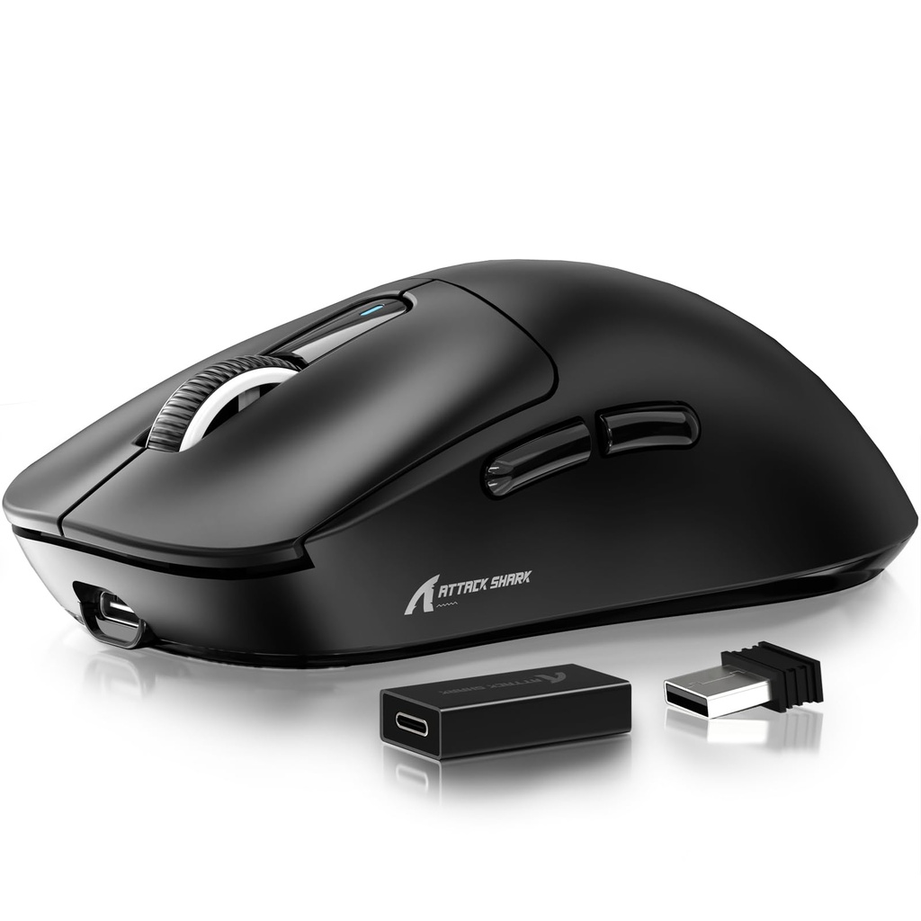 ATTACK SHARK X3 Pro 4K/8K Hz Mouse, 59g SUPERLIGHT, PixArt PAW3395 Gaming Sensor, BT/2.4G 