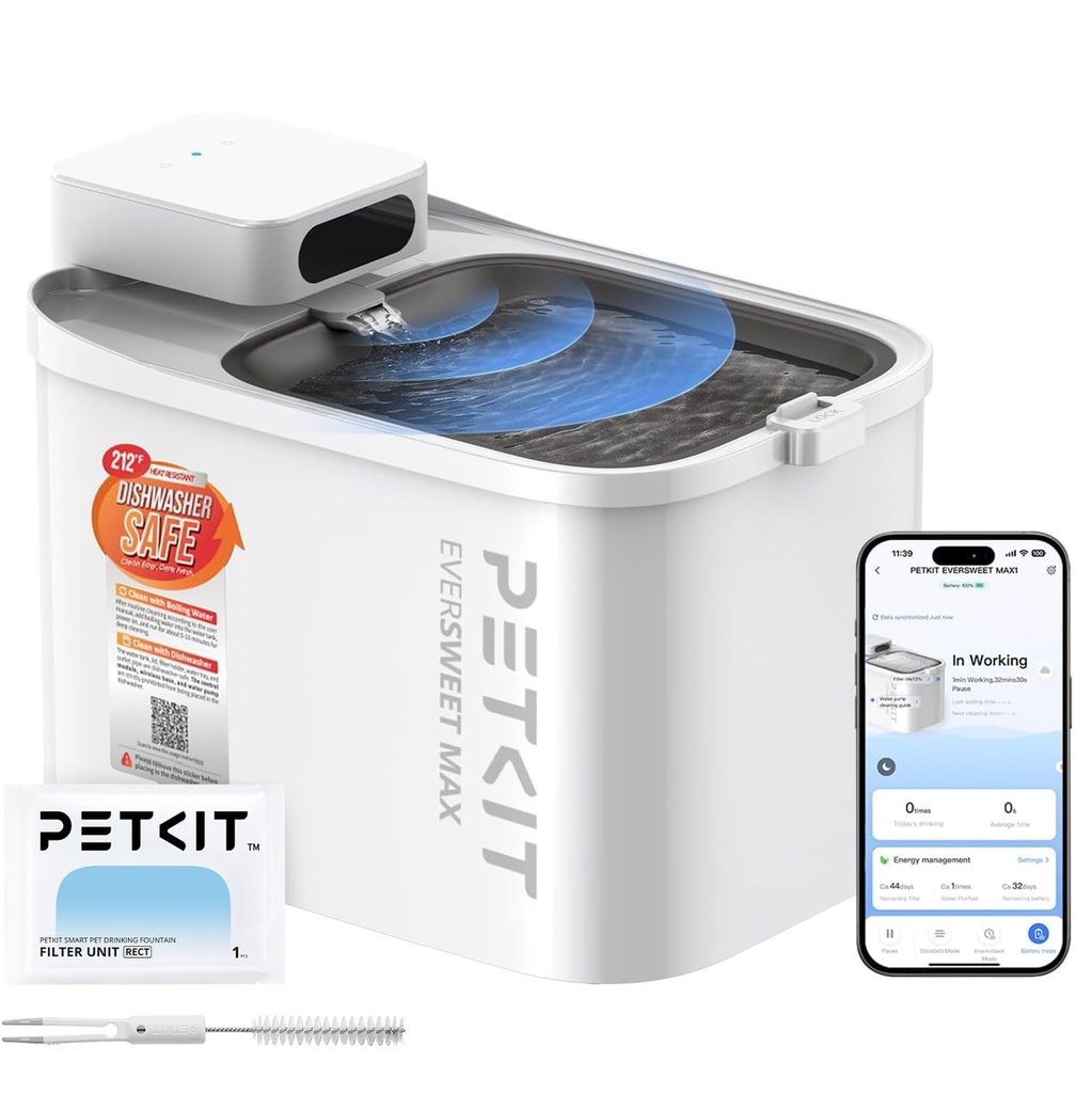 PETKIT Wireless Cat Water Fountain, EVERSWEET MAX 2, Heat-Resistant Material for Hot Water