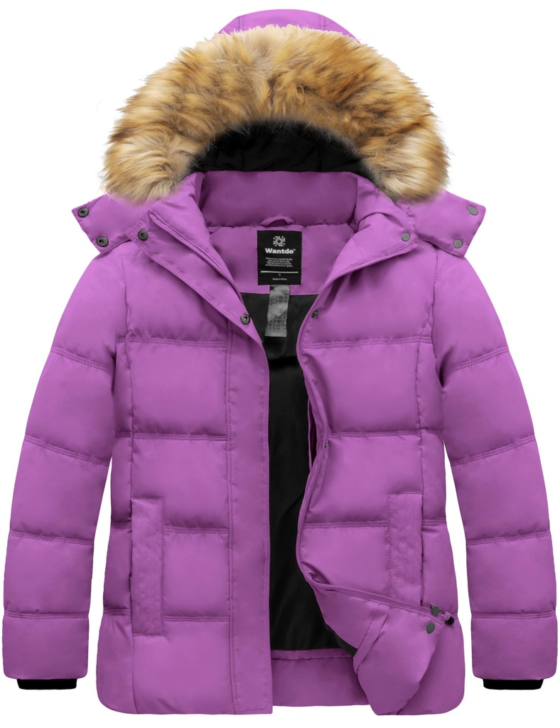 Wantdo Women's Plus Size Winter Coat Waterproof Puffer Jacket Warm Thicken Parka with Remov