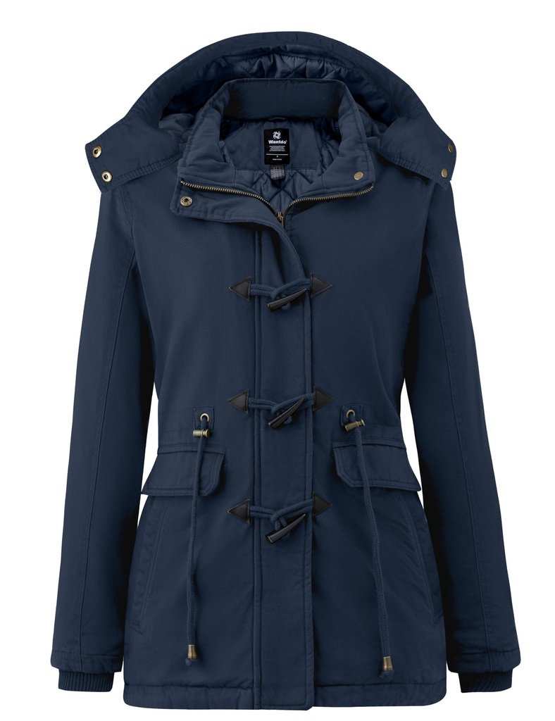 Wantdo Women's Windproof Warm Coat Winter Casual Fleece Coat Classic Cotton Hoodie Jacket L
