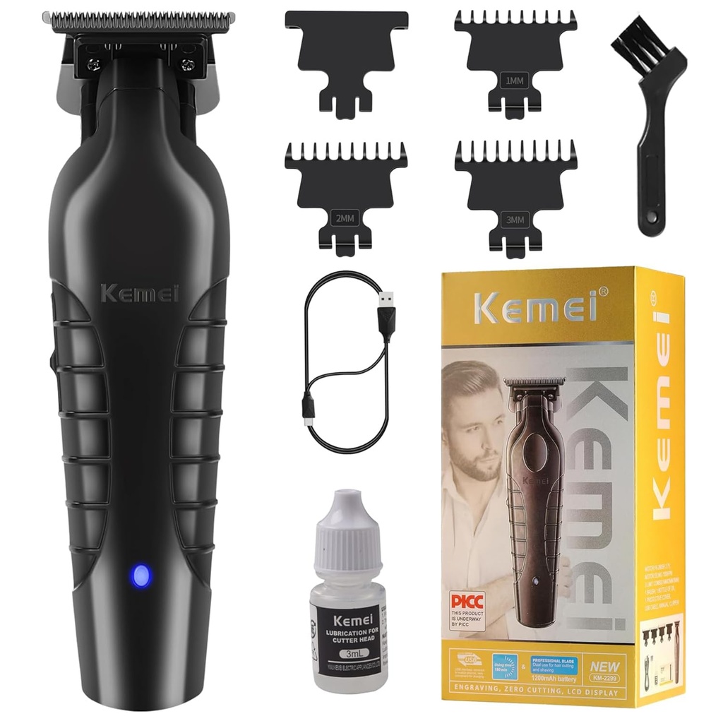 Kemei 2299 Professional Hair Trimmer for Men Electric Hair Clippers Zero Gapped T Blade Bea