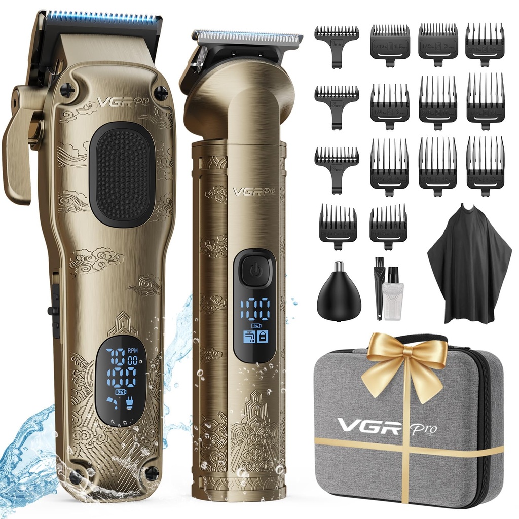 VGRPRO Hair Clippers Men Professional, Mens Clippers and Trimmers Set, USB Rechargeable 