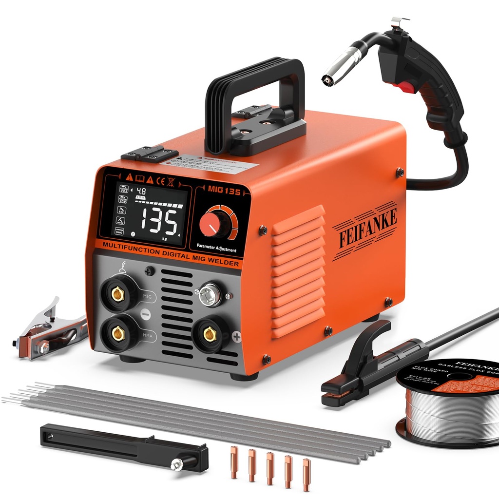 FEIFANKE Gasless MIG Welders 240V 135A Portable Welding Machine 3-in-1 MIG/ARC/Lift TIG 