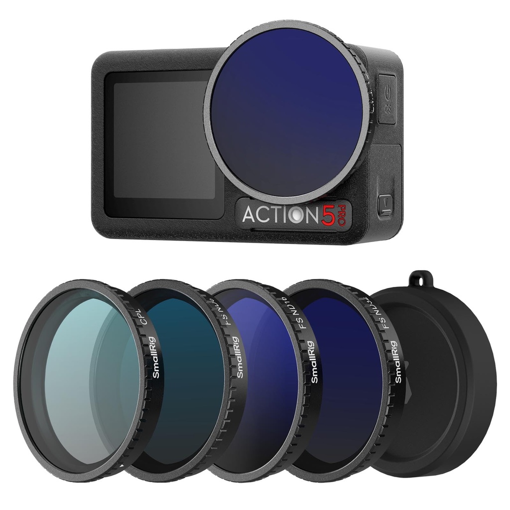 SMALLRIG ND Filter Kit for DJI Osmo Action 5 Pro/Action 4, 5 Pack CPL FS ND8 ND16 ND32 Snap