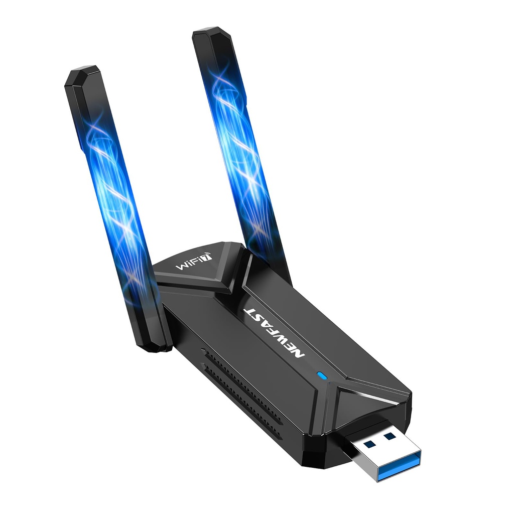 NEWFAST WiFi 7 Adapter 6500Mbps Wireless Adapter USB3.0 Wi-Fi Dongle For PC/Laptop, 2x5dBi
