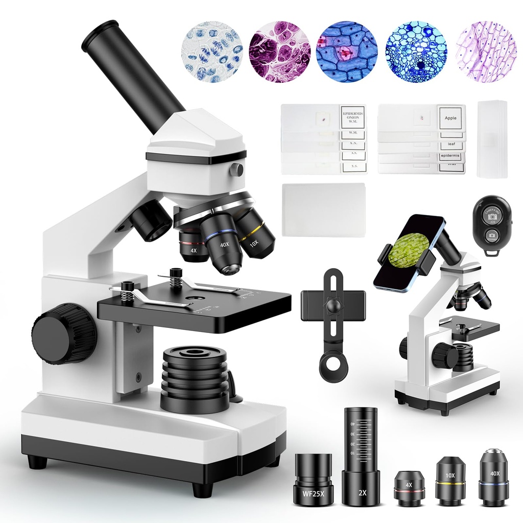 Microscopes for Kids Students Adults, 100X-2000X Powerful Biological Microscopes for Home Ed
