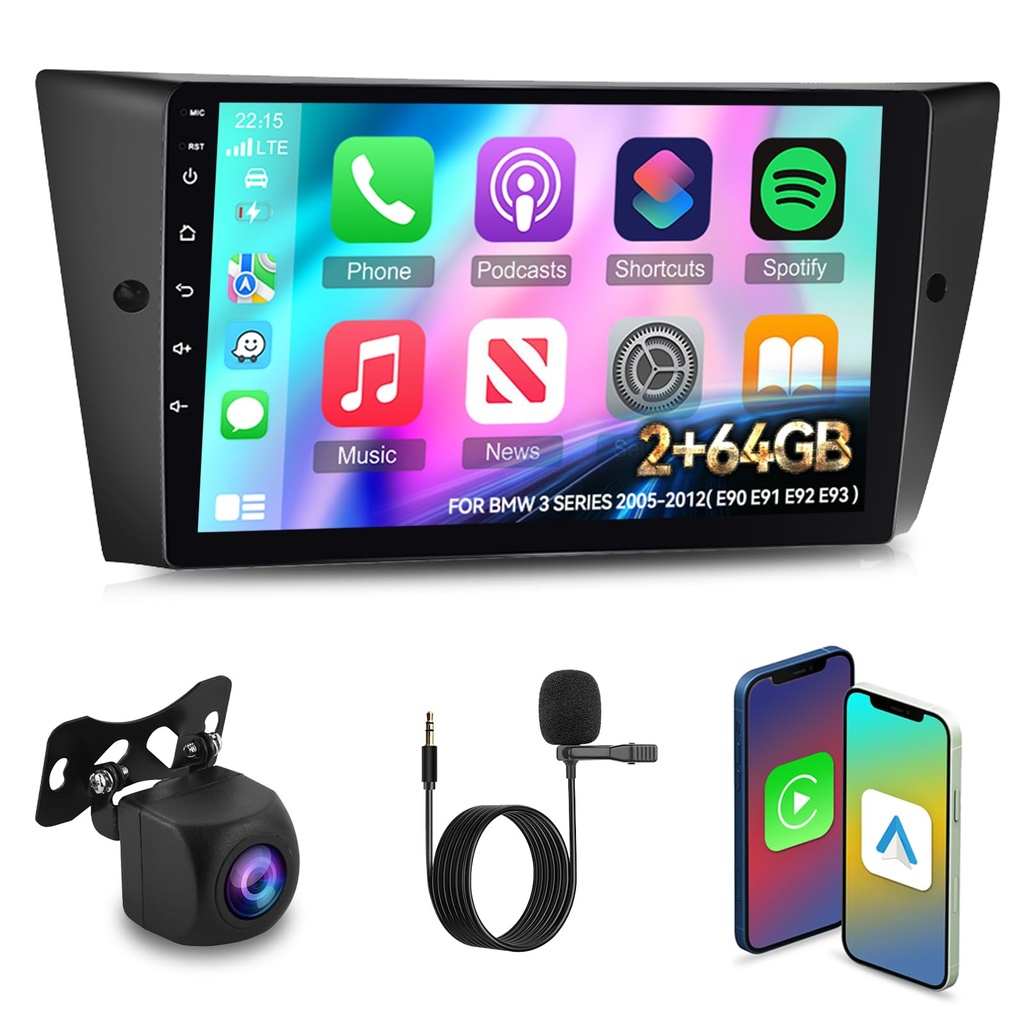 [2G+64G] Car Radio for BMW 3 Series 328i 335i 325i 2005-2011 (E90/E91/E92/E93), Android Tou