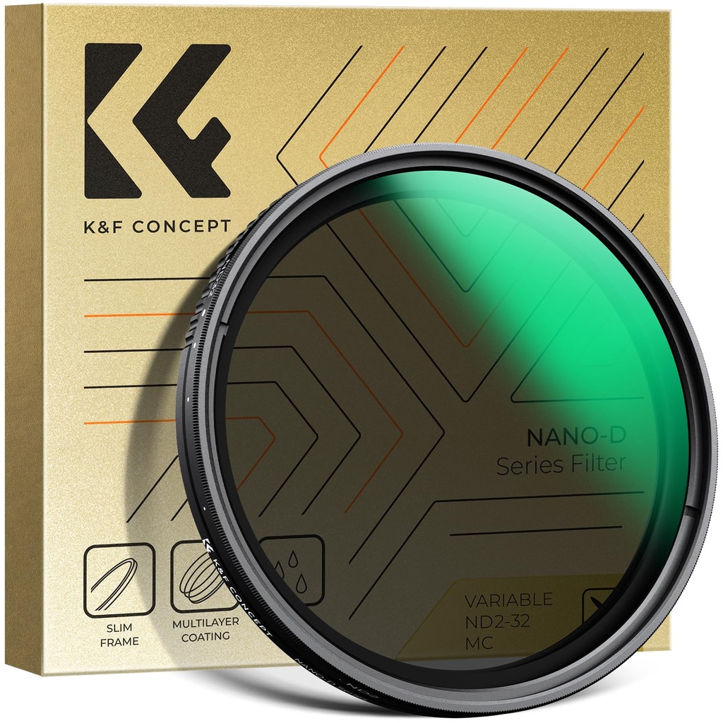 K&F CONCEPT 82mm Variable ND2-32 Filter, 1-5 f-stops ND Lens Filters 24-Layer Coating Water